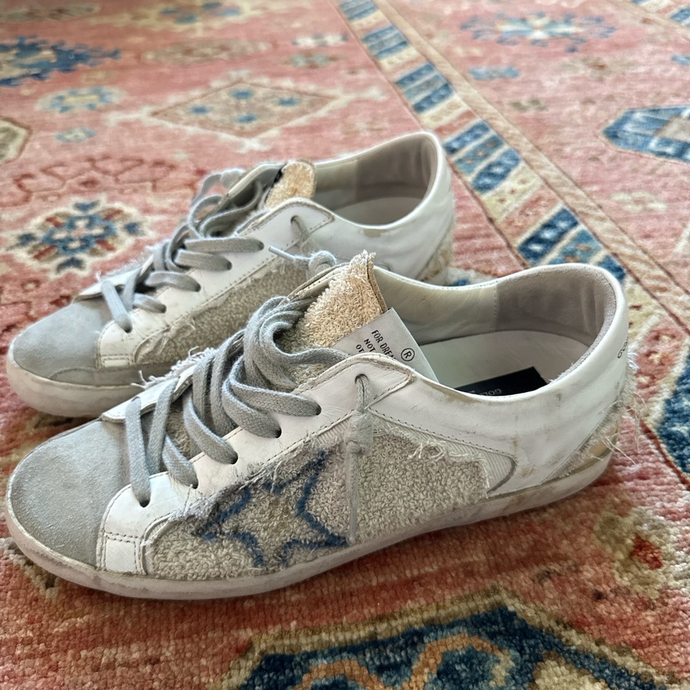 Golden Goose Women's Sneakers in White, Gray, and Blue